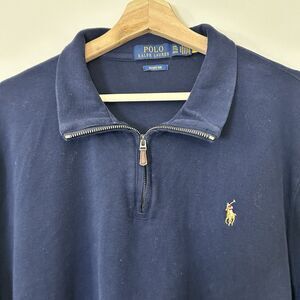 Polo Ralph Lauren Estate-Rib Quarter-Zip Pullover Size XXL in navy blue, Preppy
